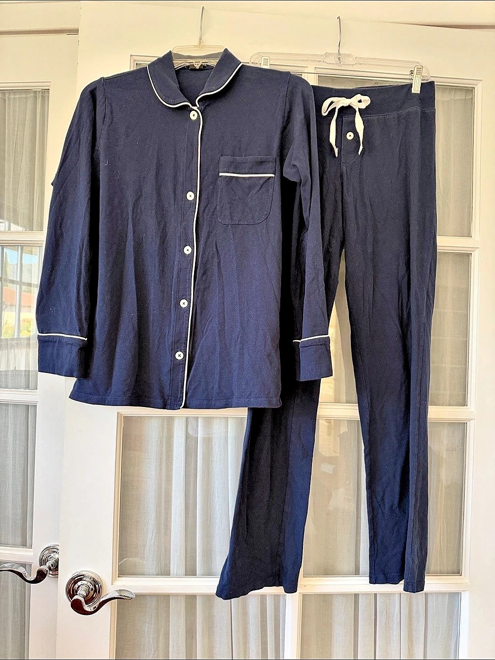 J.Crew Mercantile Navy Piped Pajama Set Size XS Like New